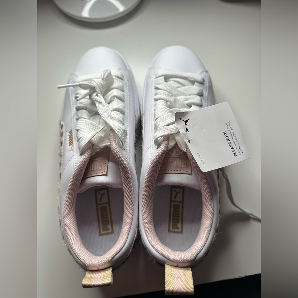 Puma Women's White and Light Pink Sneakers - Picture 11 of 11